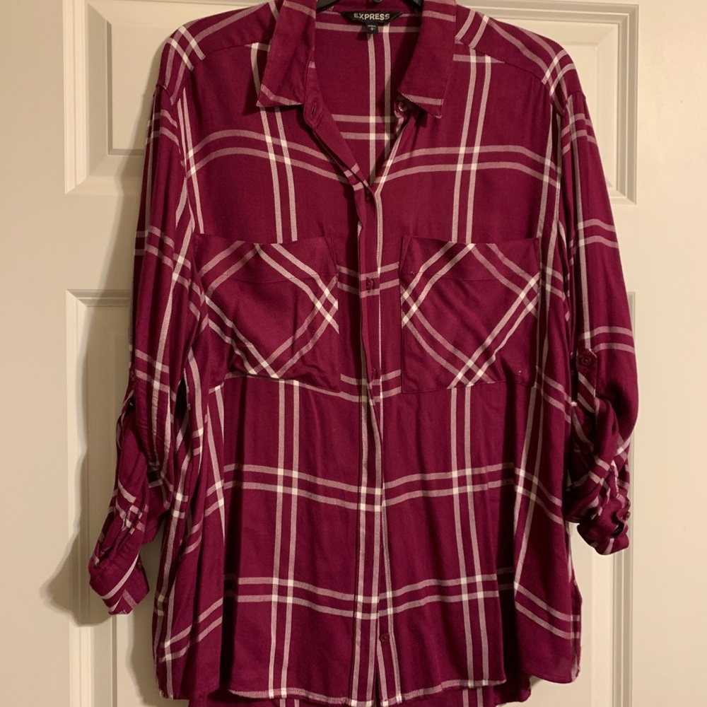 Express Burgundy (plum) & White Flannel